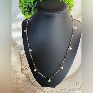 Elegant Gold Tone Pearl Necklace